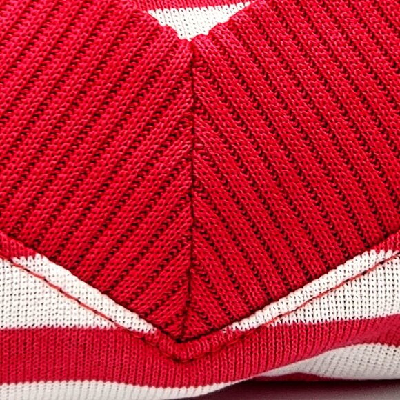 Red & White Striped 3/4 Sleeve Tunic Top With Notch Collar Size S - Picture 11 of 16